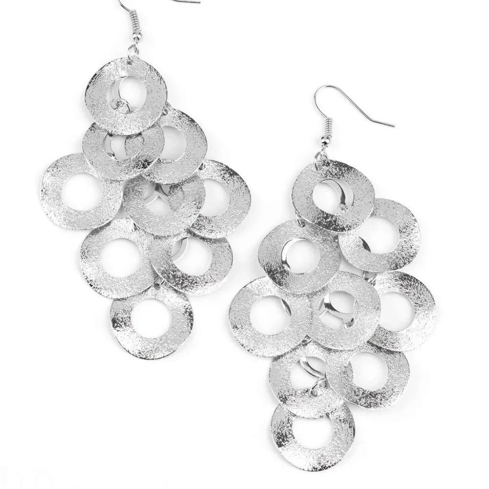 Paparazzi Jewelry Accessories - Scattered Shimmer - Silver Earrings - Vintage